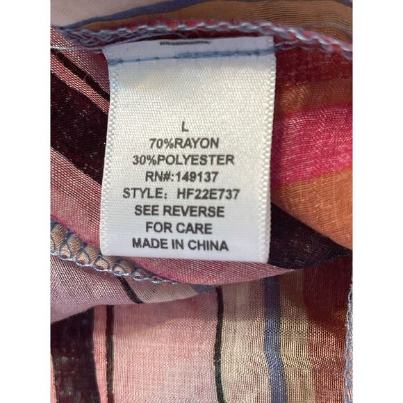 Hyfve Women's Shirt Stripe Me Up Button Up Multicolor Size L Sheer Oversize - Picture 10 of 11